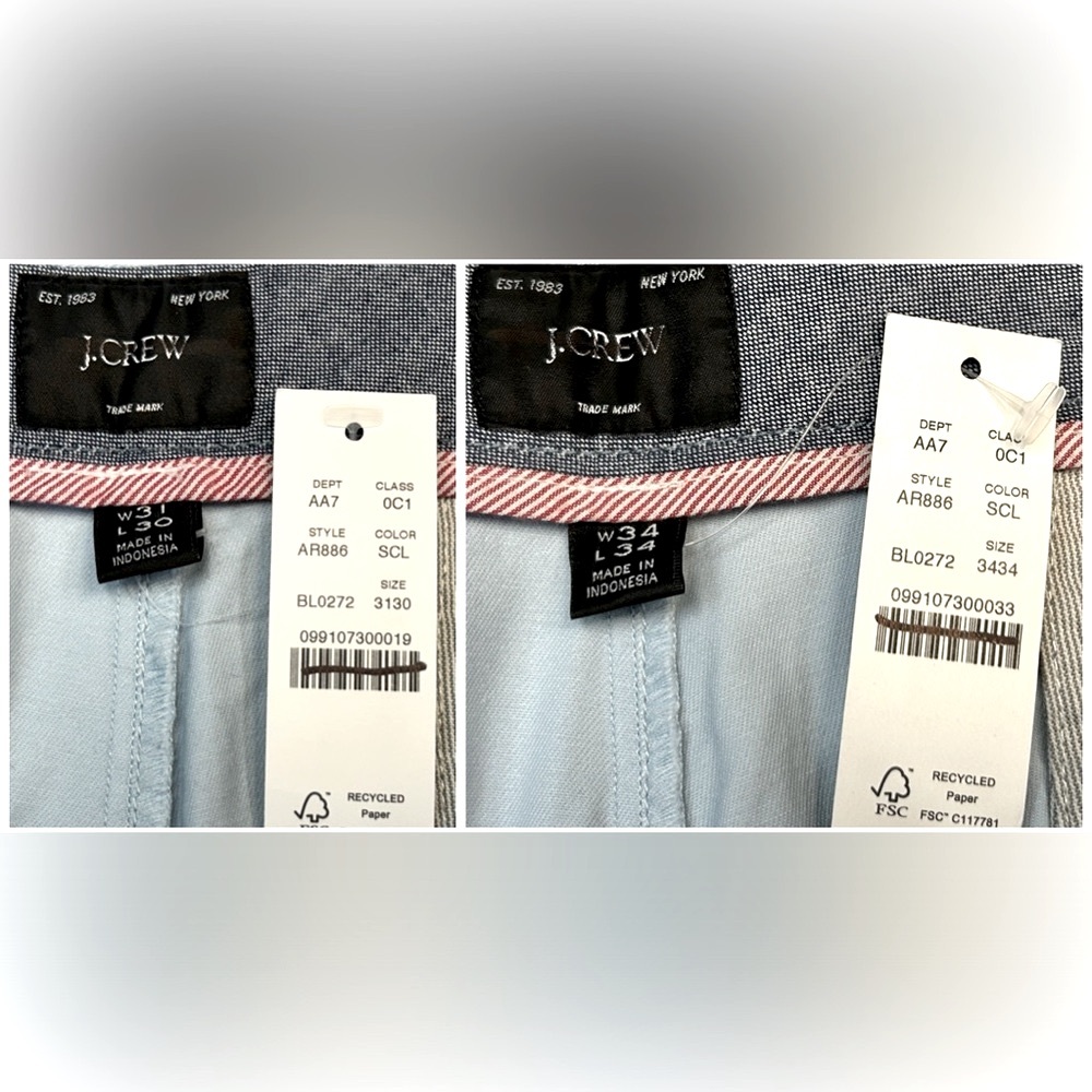 NWT J. Crew: 770™ Straight-fit Stretch Chino Pant in Blue, W31 X L30 & W34 X L34 - Picture 11 of 13
